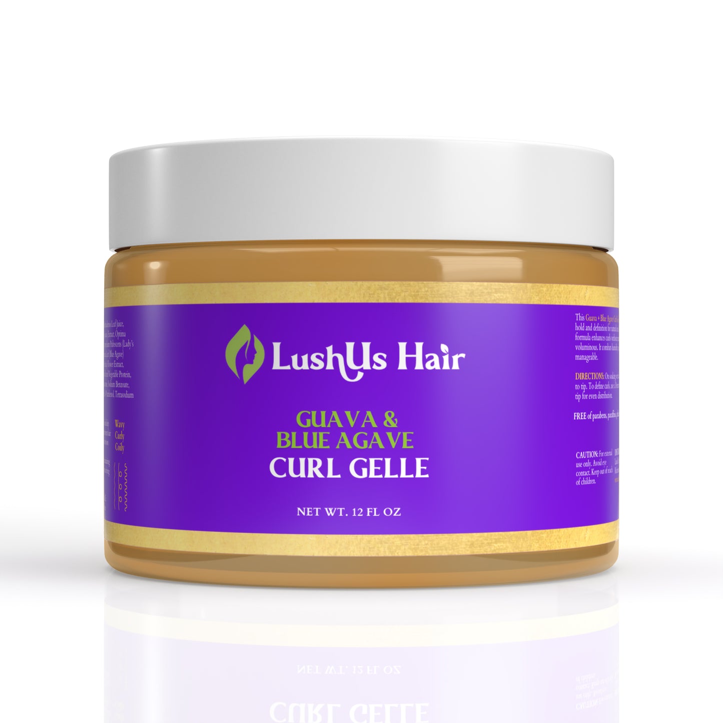 Lushus Hair Guava & Blue Agave Curl Gelle – a lightweight yet strong-hold styling gel that defines curls and fights frizz.